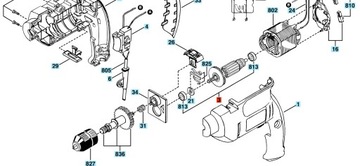 Bosch 2610389380 Skil wirnik + łożyska do wiertarki 6464 6466