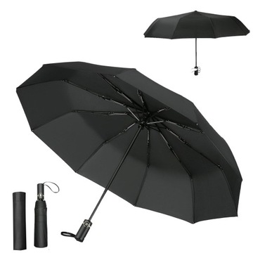 Solidny Parasol Parasolka Składana Automat Unisex 10 Drutów + Pokrowiec