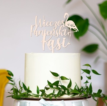 TOPPER WIECZÓR PANIEŃSKI IMIĘ FLAMING NAPIS SREBRO