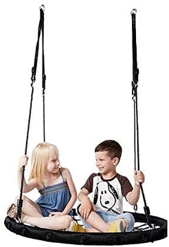 КАЧЕЛИ ГНЕЗДО АИСТА XL 100см ЧЕРНО-ЗЕЛЕНЫЕ ВЕРЕВКИ 18мм