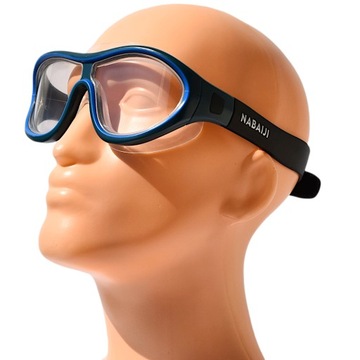 Очки Панорамная маска для плавания, противозапотевающие, мягкие, черные L