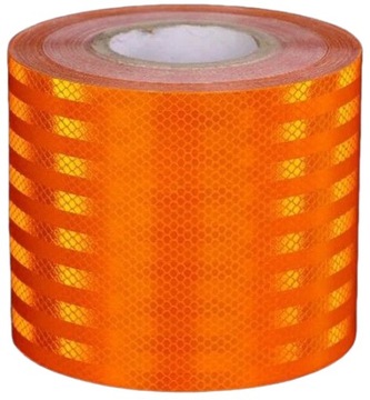 TAŚMA ODBLASKOWA FOLIA SAMOPRZYLEPNA NAKLEJKA POMARAŃCZOWA SZEROKA 10 CM