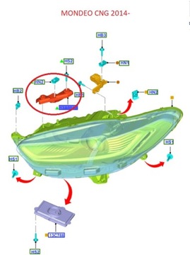 UCHWYT REFLEKTORA LEWY PRZÓD MONDEO MK5 FUSION _ 1922343 _ DS73-13A005-BA
