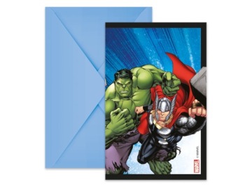 Запрошення з Конвертами AVENGERS Marvel Супергерої День народження 6 шт.