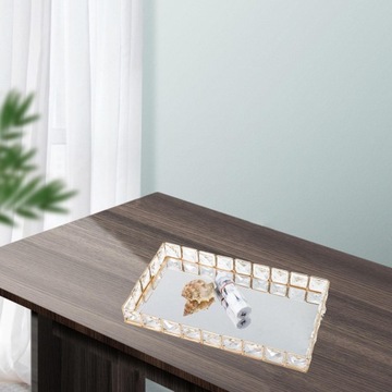 Elegancka, lustrzana, kryształowa taca prostokątna Glam