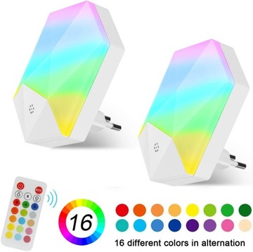 2X EU LAMPKA NOCNA LED RGB DZIECKO LAMPA+PILOT