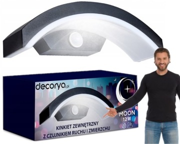 LAMPA LED KINKIET Z CZUJNIKKIEM RUCHU I ZMIERZCHU ZWNĘTRZNA
