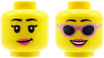 LEGO główka figurki - damska, uśmiech, okulary