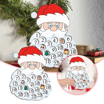 Christmas Calendar Wooden Santa Claus Countdown Navidad Xmas Ornaments