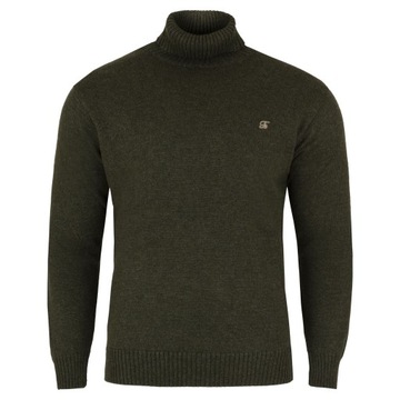 GOLF MĘSKI WEŁNIANY SWETER OLIWKOWY! ROZ.M SW616