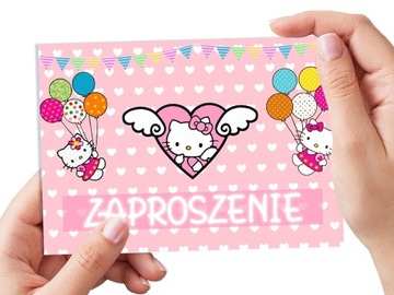 ZAPROSZENIE HELLO KITTY NA URODZINY DZIECKA + KOPERTA GRATIS JAKOŚĆ