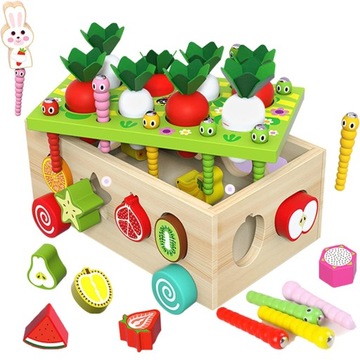 PUZZLE OWOC GRA MONTESSORI DREWNIANA DLA DZIECI