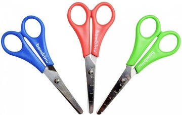 ШКОЛЬНЫЕ НОЖНИЦЫ BAMBINO С ПРАВИЛЬКОМ, КРУГЛЫЕ, БЕЗОПАСНЫЕ