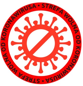 NAKLEJKA NA PODŁOGĘ 30cm STREFA WOLNA OD KORONAWIR