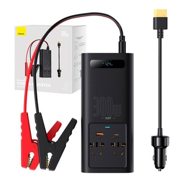 BASEUS INWERTER SAMOCHODOWY PRZETWORNICA 300W 12V USB-C USB-A 2X CN/EU 220V