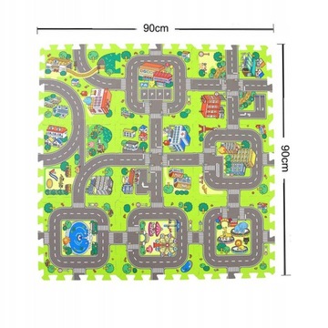 КОВРИК ИЗ ПЕНЫ ROAD PUZZLE 90x90 ТОЛЩИНОЙ 1 СМ, ковер из ЭВА СЕЙФ МАТАДИ