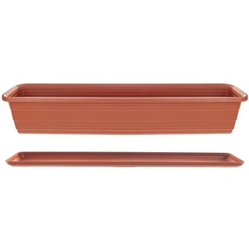 DONICZKA BALKONOWA SKRZYNKA DONICA NA KWIATY 80cm Z PODSTAWKĄ CEGLASTA