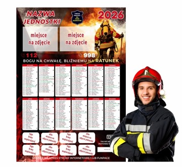 KALENDARZ STRAŻACKI PLAKATOWY A3 50 SZT OSP KALENDARZE STRAŻ PSP MDP 2026