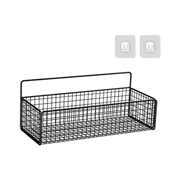 Подвесной настенный органайзер, сплошной, сталь, проволочная корзина, черный, L, с наклейкой