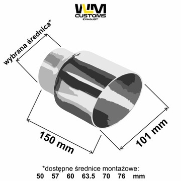 WLM 101 мм полированный прямой выхлопной наконечник, жирный шрифт