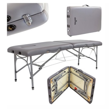 STÓŁ DO MASAŻU SKŁADANY ALUMINIOWY BEZ WYPOSAŻENIA FALCON ZEUS 60CM SZARY