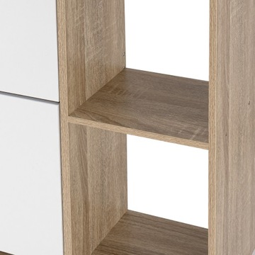 УЗКИЙ ШКАФ ДЛЯ ОБУВИ, БЕЛЫЙ, ДУБ СОНОМА, С ПОЛКАМИ ДЛЯ ПРИХОЖЕЙ