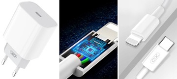 БЫСТРОЕ ЗАРЯДНОЕ УСТРОЙСТВО ДЛЯ IPHONE 20 Вт USB-C + КАБЕЛЬ 1 М