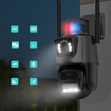 ВНЕШНЯЯ ВРАЩАЮЩАЯСЯ IP-КАМЕРА 2 В 1 GSM 3G 4G SIM 2x 3MPX ДЛЯ МОНИТОРИНГА