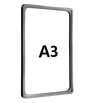 RAMKA PLAKATOWA CENOWA A3 CZARNA + KIESZEŃ ANTYREFLEKSYJNA ZABEZPIECZAJĄCA