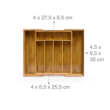 Bambusowe tace na sztućce 48 cm z możliwością rozbudowy, rd6098