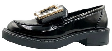 ТУФЛИ НА ПЛАТФОРМЕ С ЦИРКОНИЙНЫМИ МОКАСИНАМИ 38