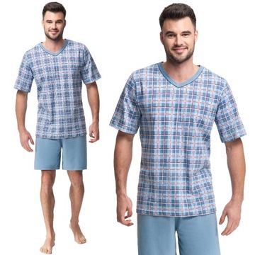 Piżama męska LUNA kod 793 w serek niebieski XL
