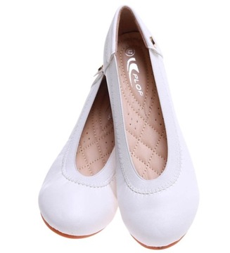 Białe baleriny damskie Elastyczne lekkie balerinki buty płaskie 16268 38