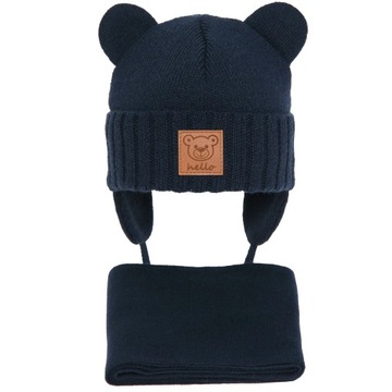 KOMPLET niemowlęcy ZIMOWY CZAPKA I SZALIK 40-42