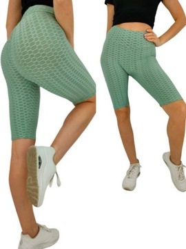 SPODENKI PUSH UP karbowane Kolarki legginsy MIEGO rozmiar L/XL ZIELONE