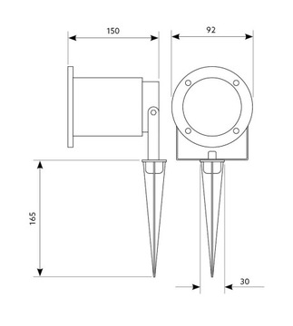 Reflektor ogrodowy wbijany szpikulec do GU10 LED z przewodem 1m