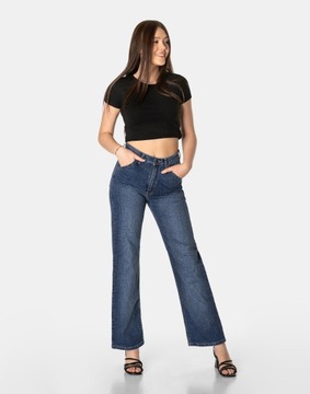 Szwedy Spodnie Damskie Jeans Szerokie Luźne Nogawki i Wysoki Stan J105L W33