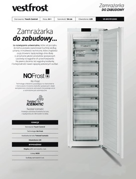 ZESTAW VESTFROST LODÓWKA+ZAMRAŻARKA DO ZABUDOWY +