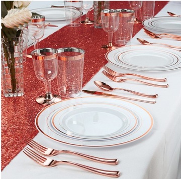 Одноразовые пластиковые ложки и столовые приборы ROSE GOLD