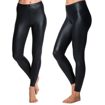 DAMSKIE LEGGINSY SPORTOWE ROZCIĄGLIWE KRYJĄCE LATEKS LATEXOWE 3XL