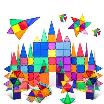 ДЕТСКИЕ СТРОИТЕЛЬНЫЕ ОБРАЗОВАТЕЛЬНЫЕ МАГНИТНЫЕ БЛОКИ 34 EL + ПОДАРОЧНАЯ КОРОБКА