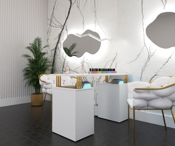 ОТДЕЛЬНО СТОЯЩИЙ МАНИКЮРНЫЙ КОСМЕТИЧЕСКИЙ СТОЛИК В СТИЛЕ ГЛАМУР KLARA 6S WHITE