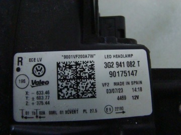 3G2941082T ORIGINÁLNÍ SVĚTLO PRAVÝ PŘEDNÍ FULL LED VW PASSAT B8 GB U.K