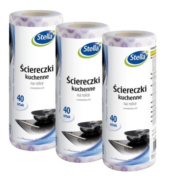 UNIWERSALNE ŚCIERECZKI ŚCIERKI KUCHENNE NA ROLCE STELLA 40szt