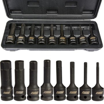 ZESTAW NASADKI UDAROWE SPLINE 1/2 M4-M16 9 szt