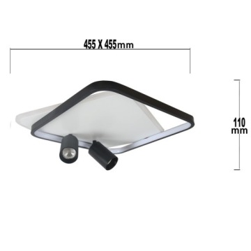 Плафон Парма 2 2xGU10 + 1xLED CCT квадратный черный LP-0612/2C Квадратный BK
