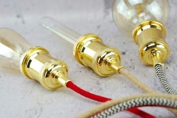 золотой блестящий патрон для лампочки е27, металлический паук, лампа Эдисона ретро