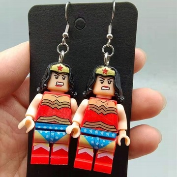 New Trendy Brick Dangle Earrings Figure Toy C