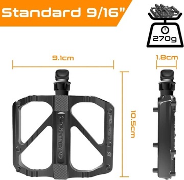 ВЕЛОСИПЕДНЫЕ ПЕДАЛИ С АЛЮМИНИЕВОЙ ПЛАТФОРМОЙ ДЛЯ ТРЕККИНГОВОГО ВЕЛОСИПЕДА MTB, ЧЕРНЫЕ ЛЕГКИЕ
