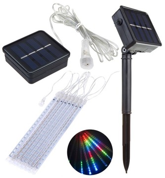 Lampki solarne kolorowe sople dekoracyjne144 LED